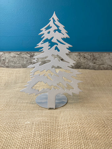 Pine Tree with Snow Metal Stand Up (set of 4)
