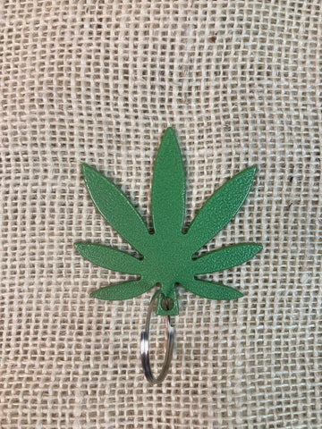 Weed Leaf Metal Keychain