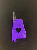 Alabama with Heart Metal Keychain