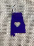 Alabama with Heart Metal Keychain