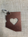 Arizona with Heart Metal Keychain