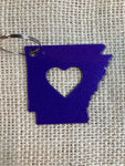 Arkansas with Heart Metal Keychain