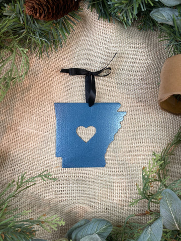 Arkansas with Heart Metal Ornament