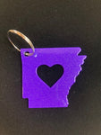 Arkansas with Heart Metal Keychain