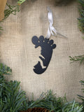 Bigfoot in Footprint Metal Ornament