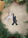 Bigfoot Giving Love / Rock N Roll Sign Metal Ornament