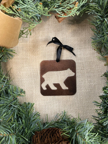 Campground Sign - Bear in Area Metal Ornament