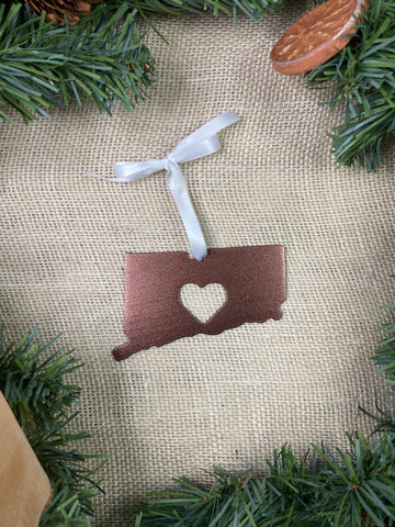 Connecticut with Heart Metal Ornament