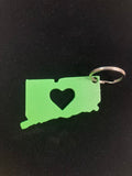 Connecticut with Heart Metal Keychain