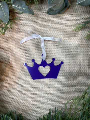 Crown with Heart Metal Ornament