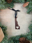 Delaware with Heart Metal Ornament