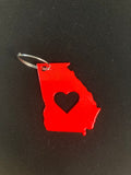 Georgia with Heart Metal Keychain