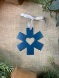 Heart in EMS Symbol Metal Ornament