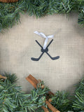 Hockey Sticks & Puck Metal Ornament