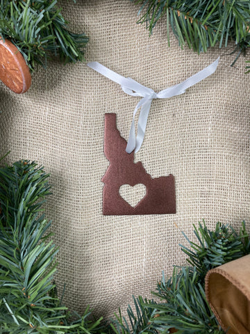 Idaho with Heart Metal Ornament