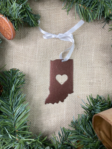 Indiana with Heart Metal Ornament