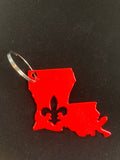 Louisiana with Fleur De Lis Metal Keychain