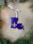 Louisiana with Fleur De Lis Metal Ornament