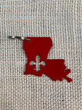 Louisiana with Fleur De Lis Metal Keychain