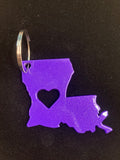 Louisiana with Heart Metal Keychain