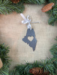 Maine with Heart Metal Ornament