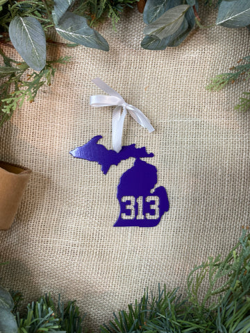 Michigan with 313 Metal Ornament