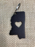 Mississippi with Heart Metal Keychain