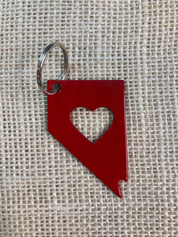 Nevada with Heart Metal Keychain