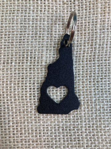 New Hampshire with Heart Metal Keychain