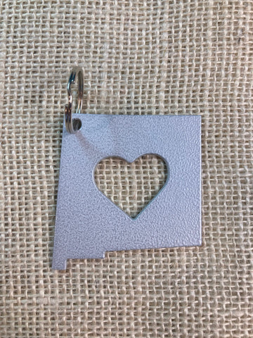 New Mexico with Heart Metal Keychain