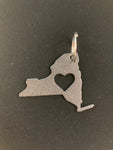 New York with Heart Metal Keychain