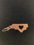 North Carolina with Heart Metal Keychain