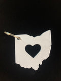 Ohio with Heart Metal Keychain