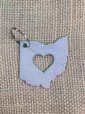 Ohio with Heart Metal Keychain