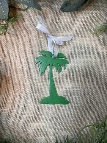 Palm Tree on Island Metal Ornament