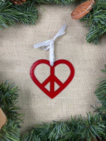 Peace Heart Metal Ornament