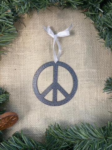 Peace Sign Metal Ornament