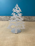 Pine Tree with Snow Metal Stand Up (set of 4)