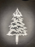 Pine Tree with Snow Metal Yard Stake (set of 4)