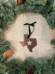 Texas with Star Metal Ornament