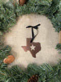 Texas with Star Metal Ornament