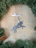 Unicorn with Heart Metal Ornament