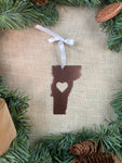 Vermont with Heart Metal Ornament