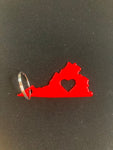 Virginia with Heart Metal Keychain