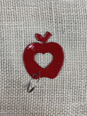 Apple with Heart Metal Keychain